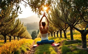 Melakukan Yoga di Hutan Zaitun Tuscan